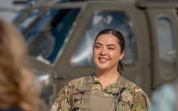 woman military soldier smiling