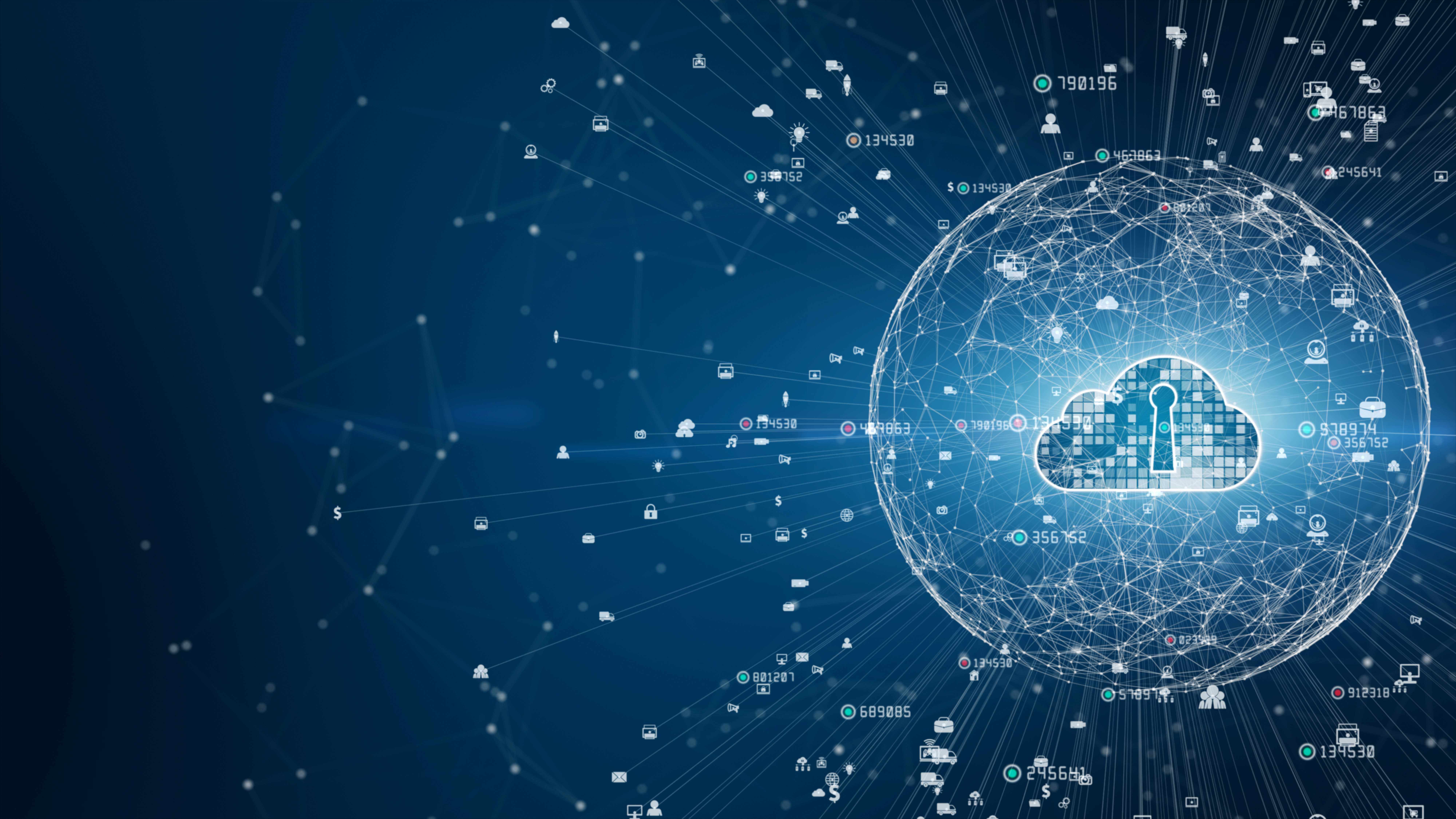 Digital network with cloud security concept graphic