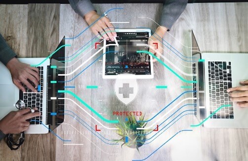 Digital health data protection graphic.