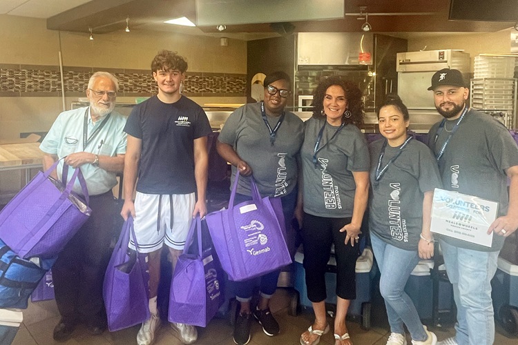 (Left to right) Meals on Wheels staff, Foundation Ambassador/Operations Manager Taniel Bennett, Director of Operations Donnakim Pulgiano, CSR’s Marely Irias, and Luis Rivera.