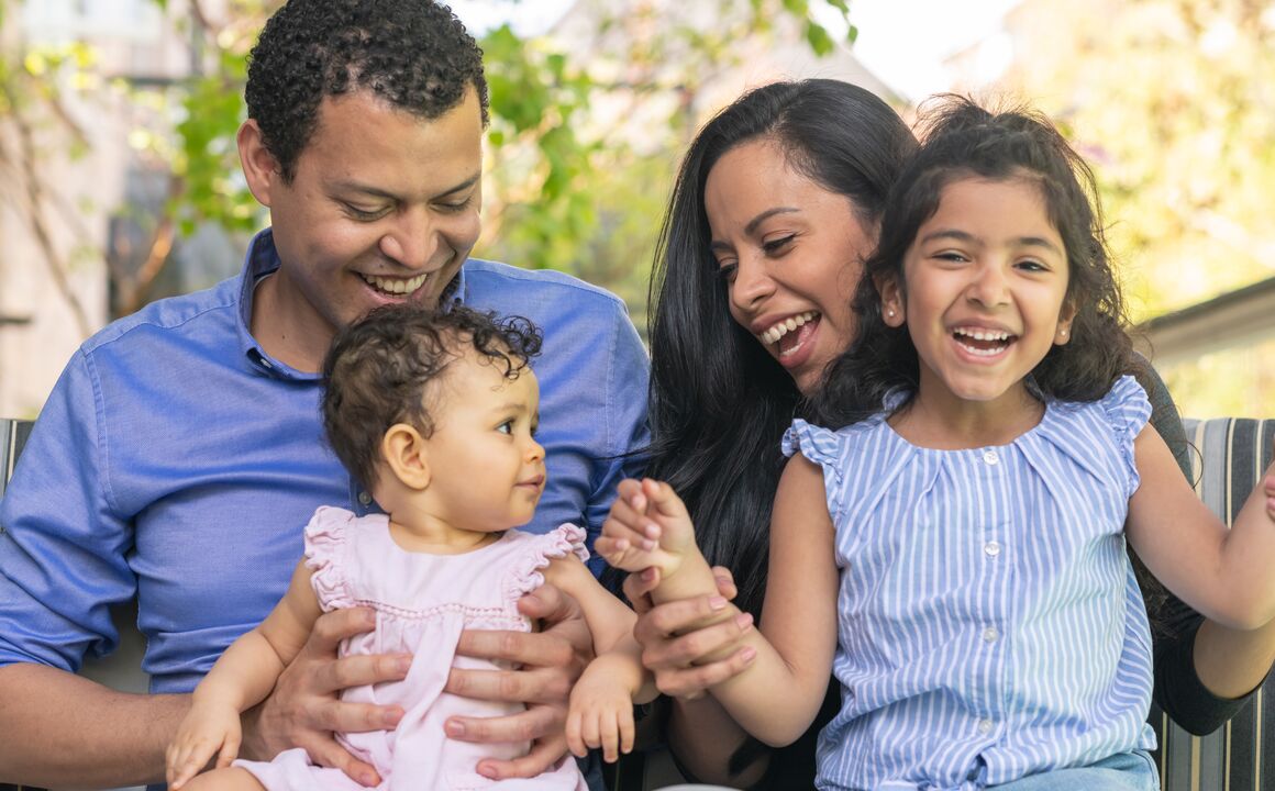 Happy and healthy family enjoy a sunny day