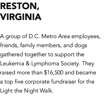 RESTON, ViRGINIA A group of D C  Metro Area employees, friends, family members, and dogs gathered together to support   