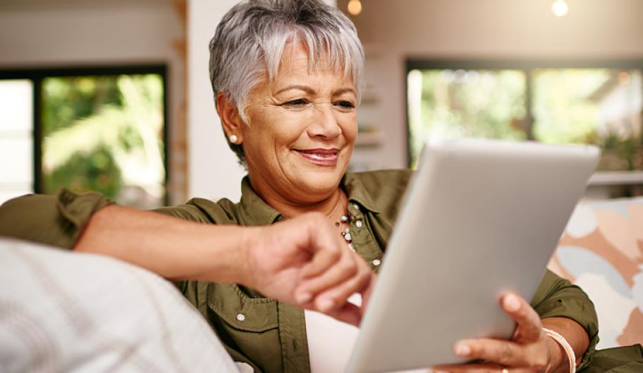Image of older woman on laptop. 