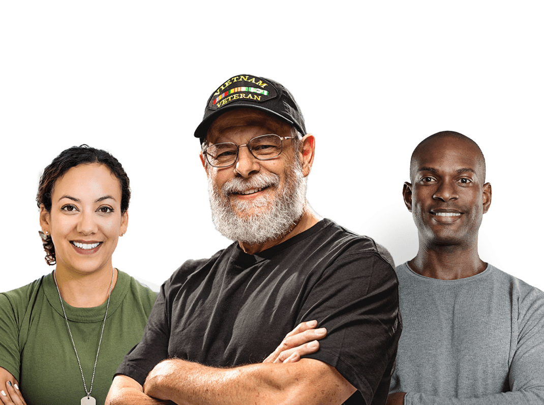 Image of three diverse veterans