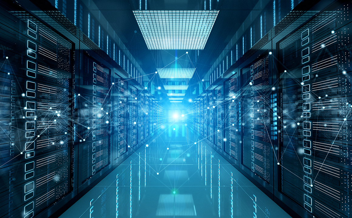 Image of a digitally enhanced server room. 