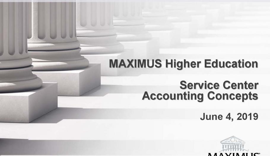Image of Higher Education Service Center Accounting Concepts webinar slide. 