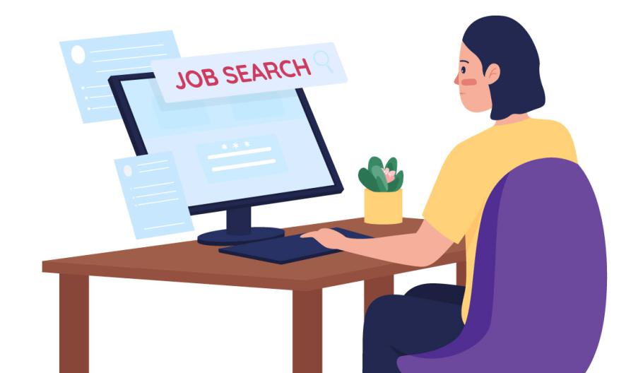 Image of a person using computer to search for a job