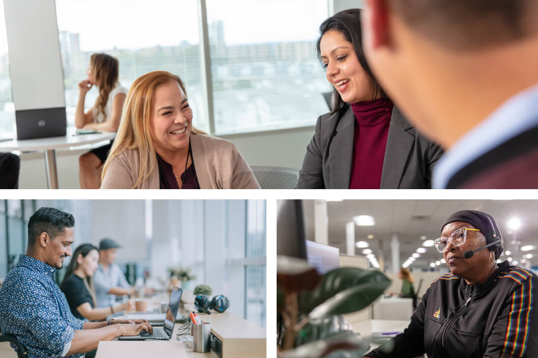 Collage of Maximus employees at work